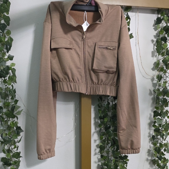 be-lux Jackets & Blazers - Women's Casual Tan Bomber Jacket